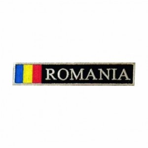 Ecuson "ROMANIA" cu fir metalizat argintiu