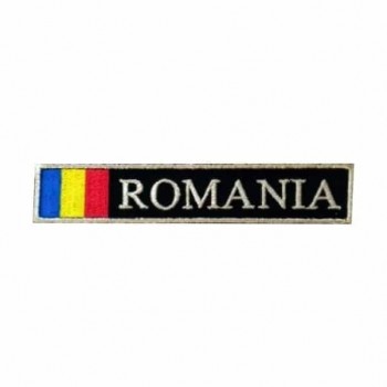 Ecuson "ROMANIA" cu fir metalizat argintiu