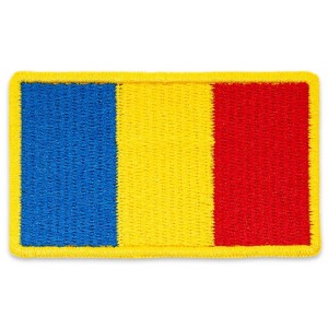 Drapel Brodat România Contur Galben 75x45 mm