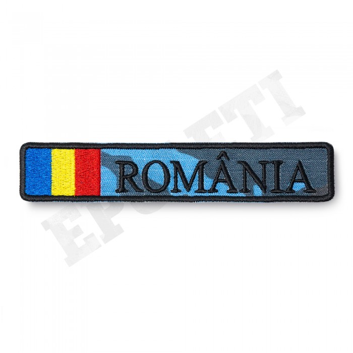 ecuson brodat cu textul "ROMANIA" pentru fortele navale