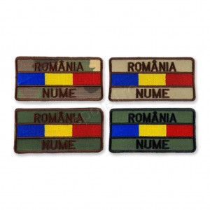 Ecuson nominal cu "ROMANIA" si tricolor