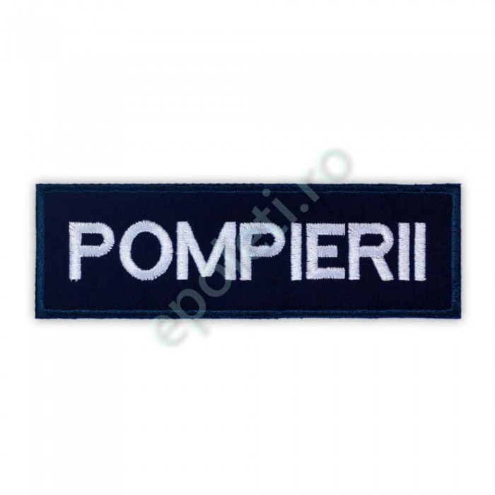emblema brodata cu textul "POMPIERII"