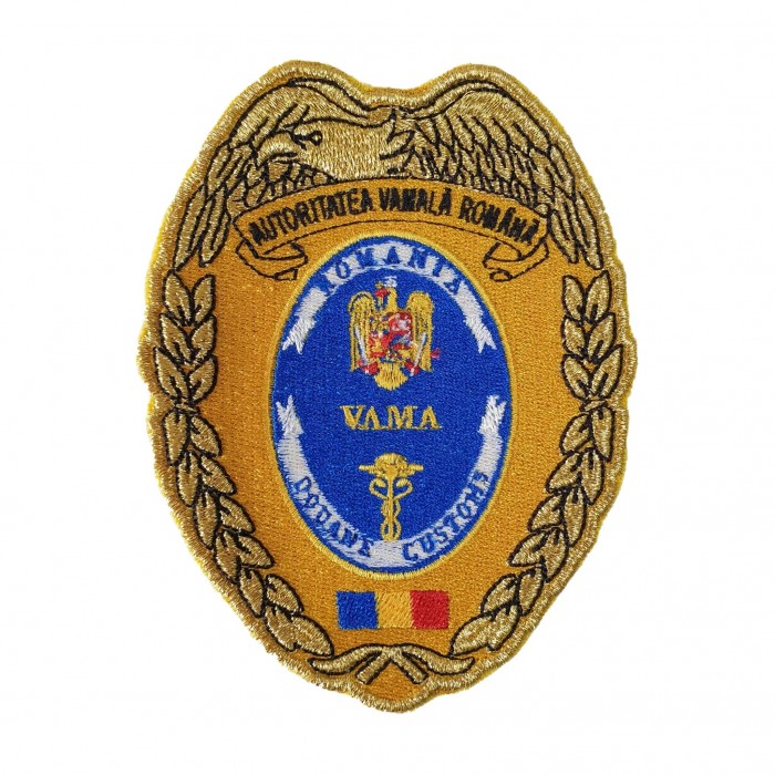Emblema brodată maneca VAMA – Detaliu broderie pentru personalul unității VAMA